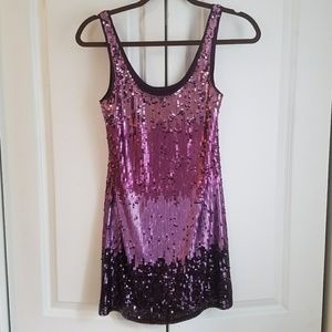 Express Ombre Purple Sequin Tank Dress